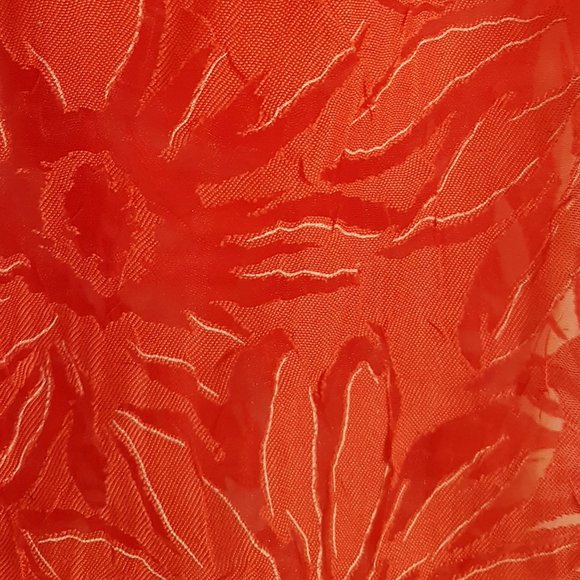 Red Button down Shirt with Sheer Floral Print - Picture 4 of 5